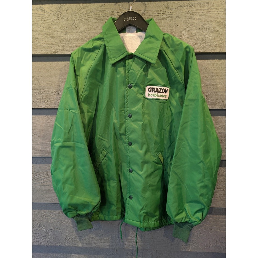 Vintage Birdie Jacket Mens Medium Green Nylon Farm Windbreaker Grazon Patch 80s